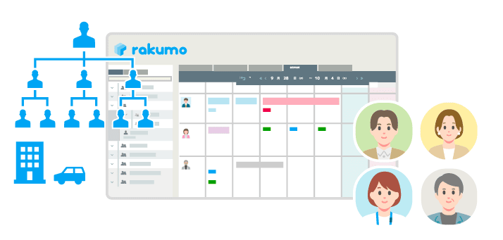 「組織図」から人や施設を探せるカレンダー